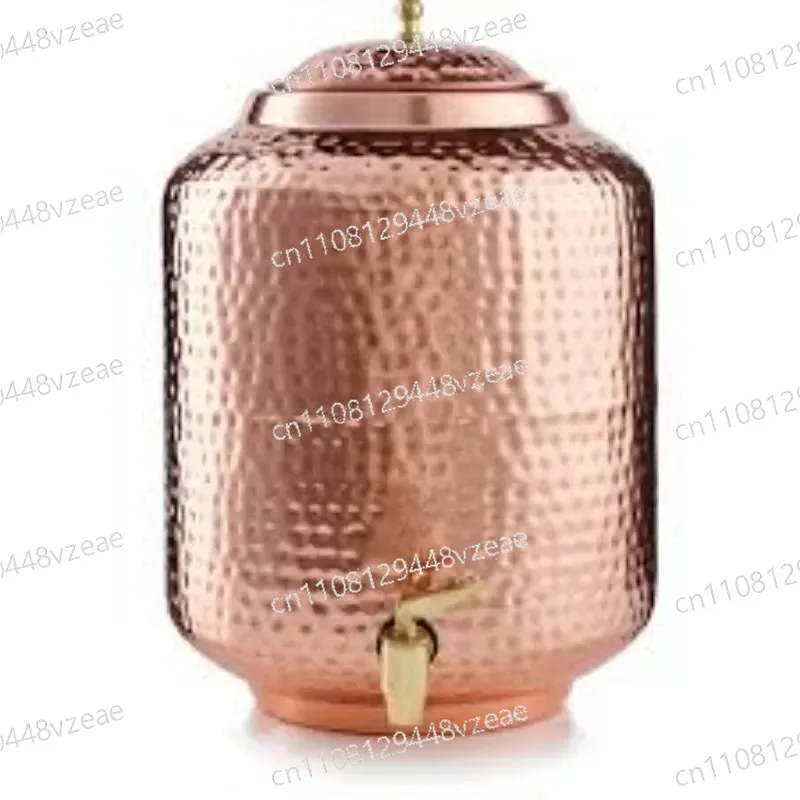 with 2 glass rollers - 6.5 liters (brown) - set of 3 pieces Pure copper water dispenser container pot