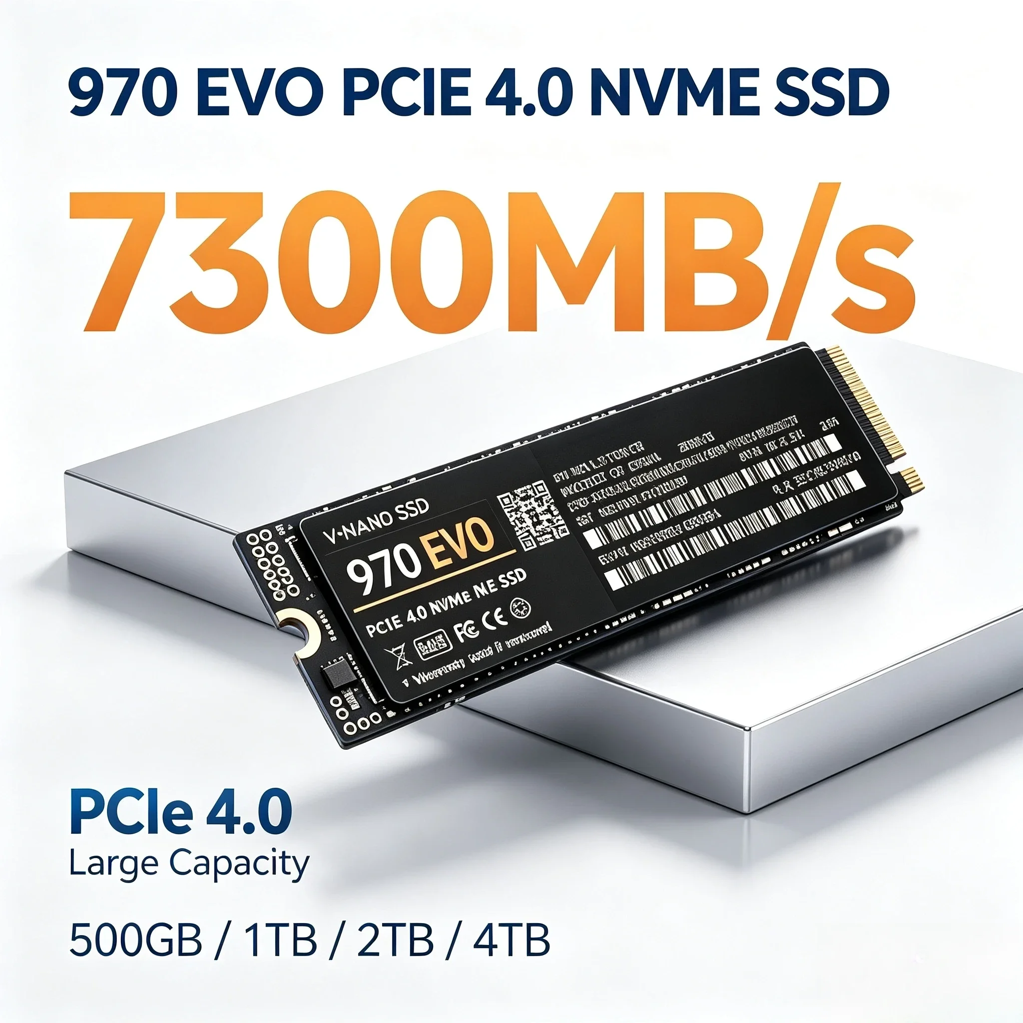 500GB 1TB 2TB 4TB 970 EVO M.2 2280 NVMe SSD PCIe 4.0x4 7300MB/s Unidade de Estado Sólido Interna para PS5, PC Gamer e Pro Max