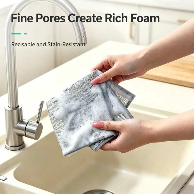 5/10PCS Silver Wire Cleaning Cloth Reusable Non-Stick Oil Kitchen Dish Scrub Cloth Wear-Resistant Scouring Pad Scratch-Free