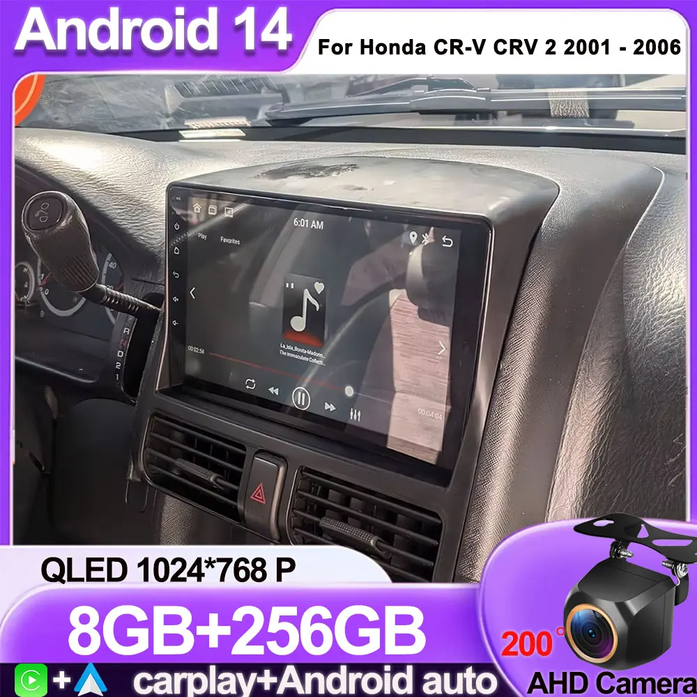 

Wireless CarPlay Android Auto Radio For Honda CR-V CRV 2 2001 - 2006 Car Multimedia GPS no 2din autoradio