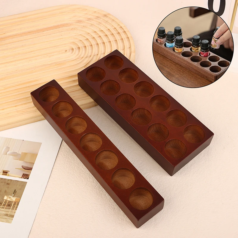 7/12Hole Wooden Oil Display Stand Multifunctional Cosmetic Bottles Perfume Aromatherapy Nail Polish Essential Oil Organizer Rack