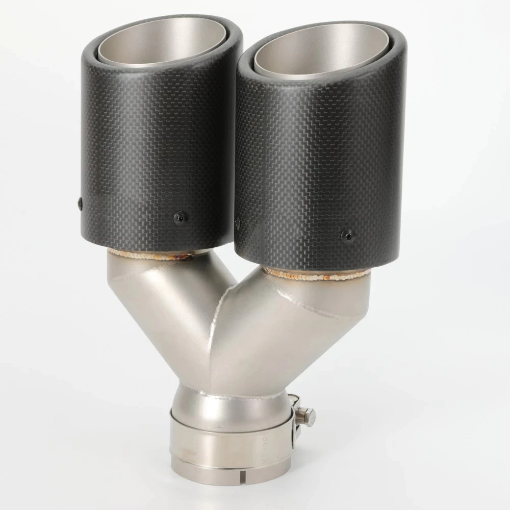 1 Piece Car Carbon Fiber Matte Muffler Tip Y Shape Double Exit Exhaust Pipe Mufflers Nozzle Decoration