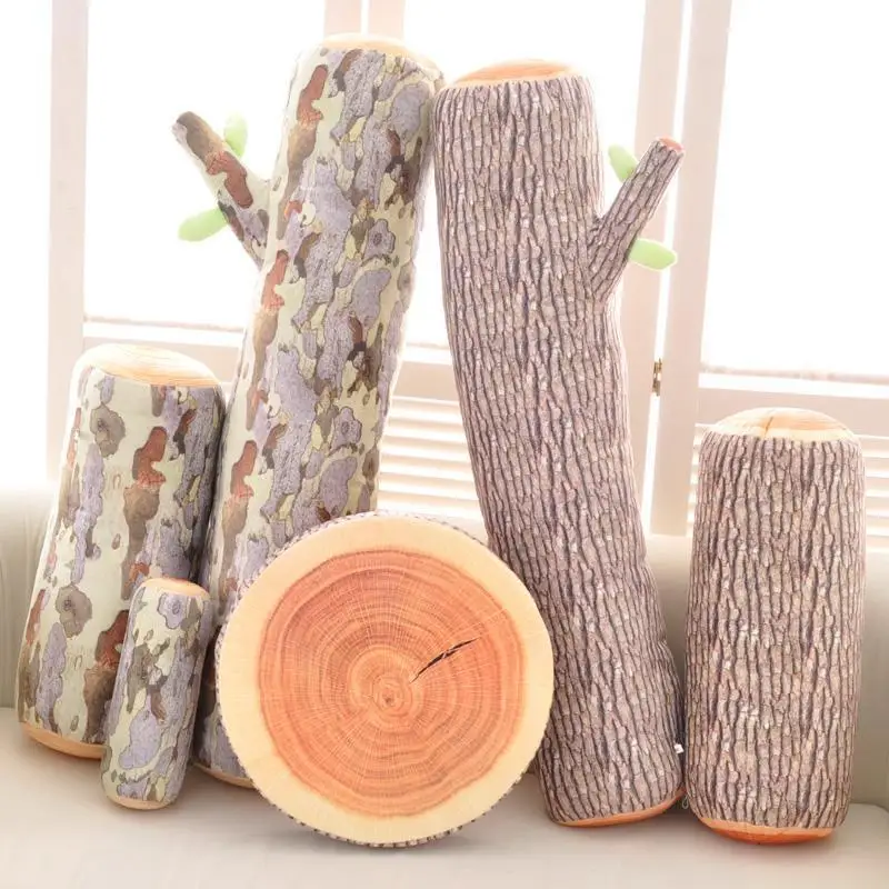 3D Simulation Wood Stump Pillow Plush Toy Creative Cutting Board Big Tree Pillow Cushion Pillow Birthday Gift Car Neck Pillow