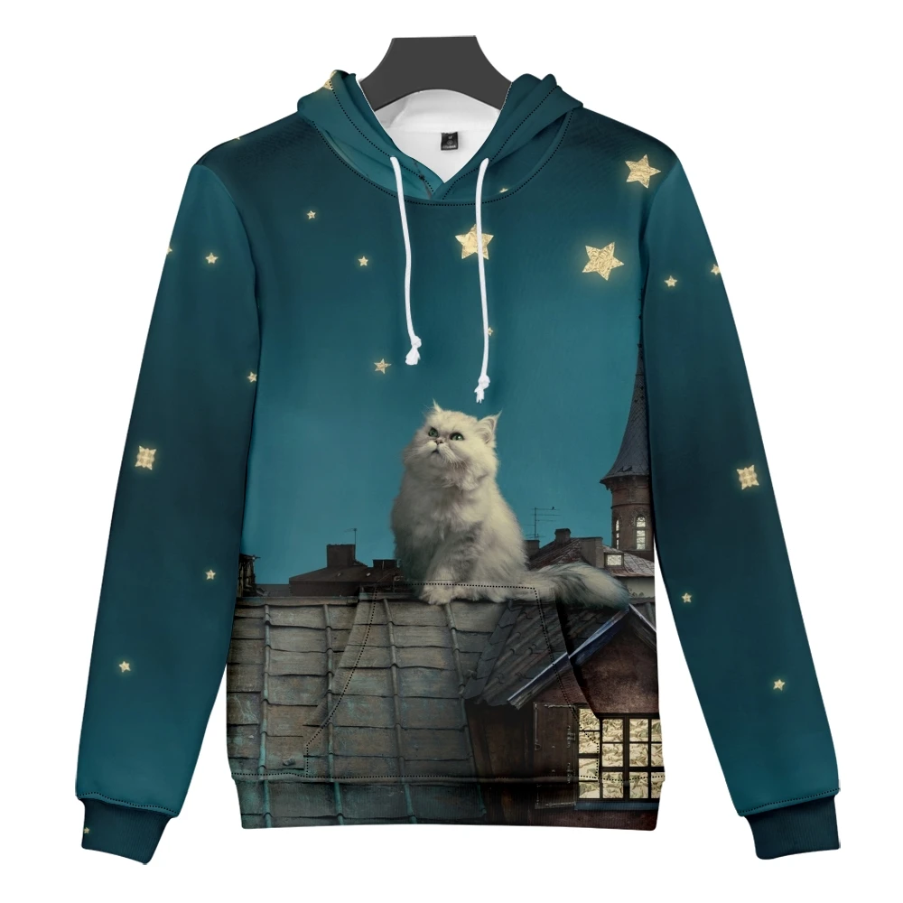 Winter 2022 Roof cat 3D Hoodie Mushroom Pattern Men's Goth Couple Oversized Casual Sweatshirt