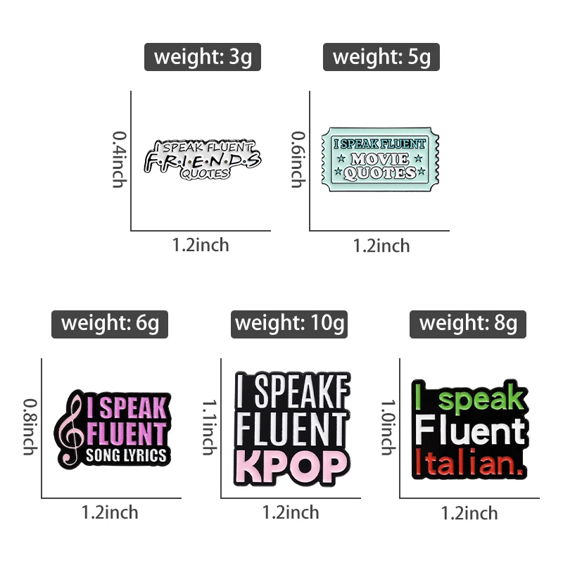 Language Talent Enamel Pins Custom I SPEAK FLUENT KPOP Italian Brooches Lapel Badges Funny Jewelry Gift for Friends