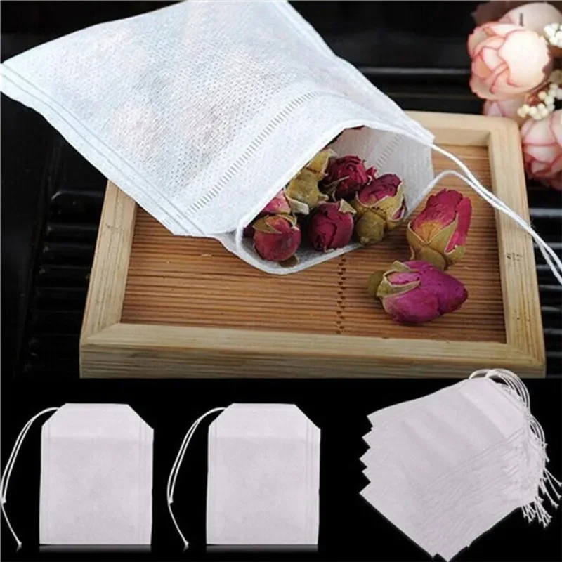 100-500pcs Tea Bags Empty Scented Drawstring Pouch Bag 5*7CM Seal Filter Cook Herb Spice Loose Coffee Pouches Tools