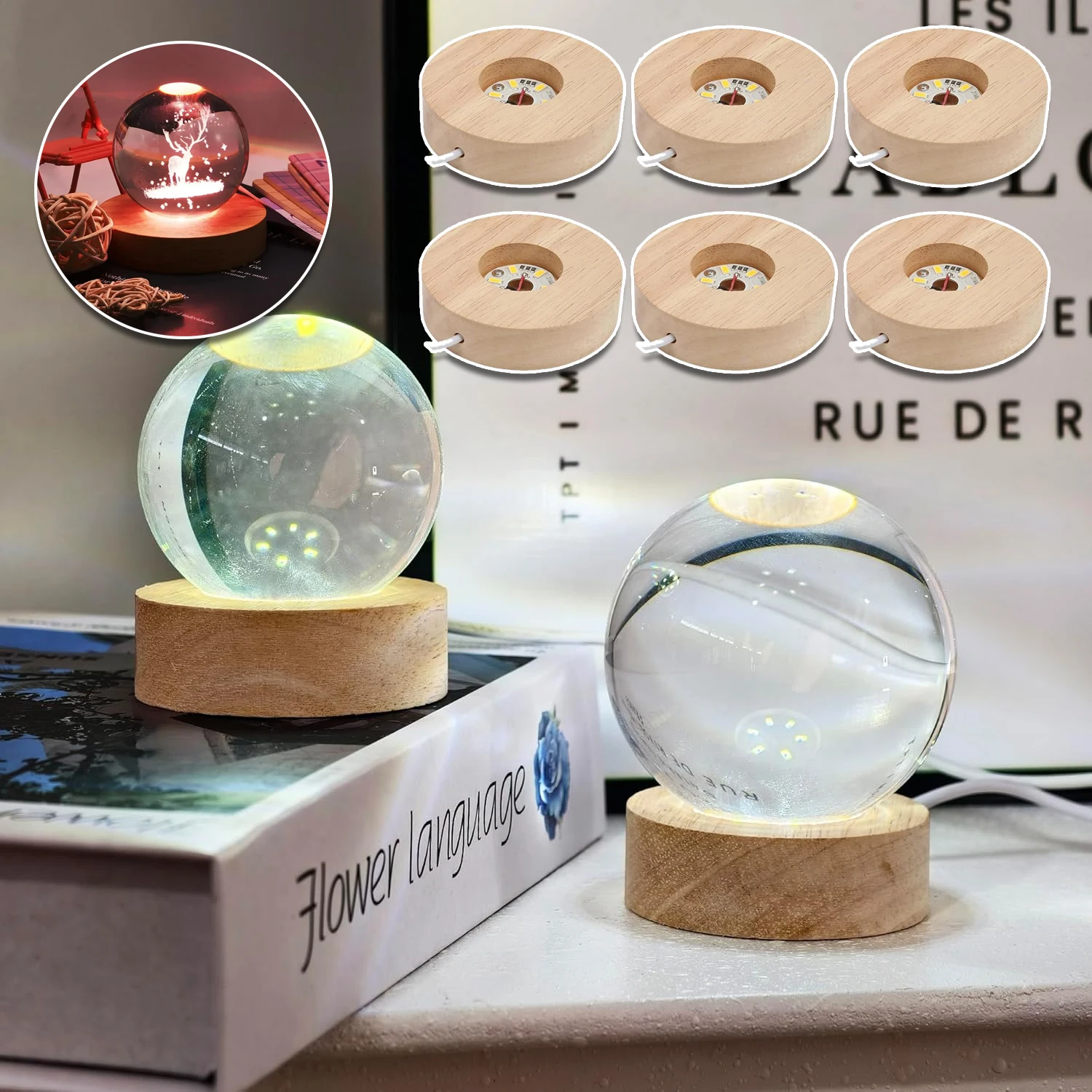 

Настольная деревянная подставка для ночника, светодиодная USB-лампа, декоративная подставка-держатель, художественное украшение