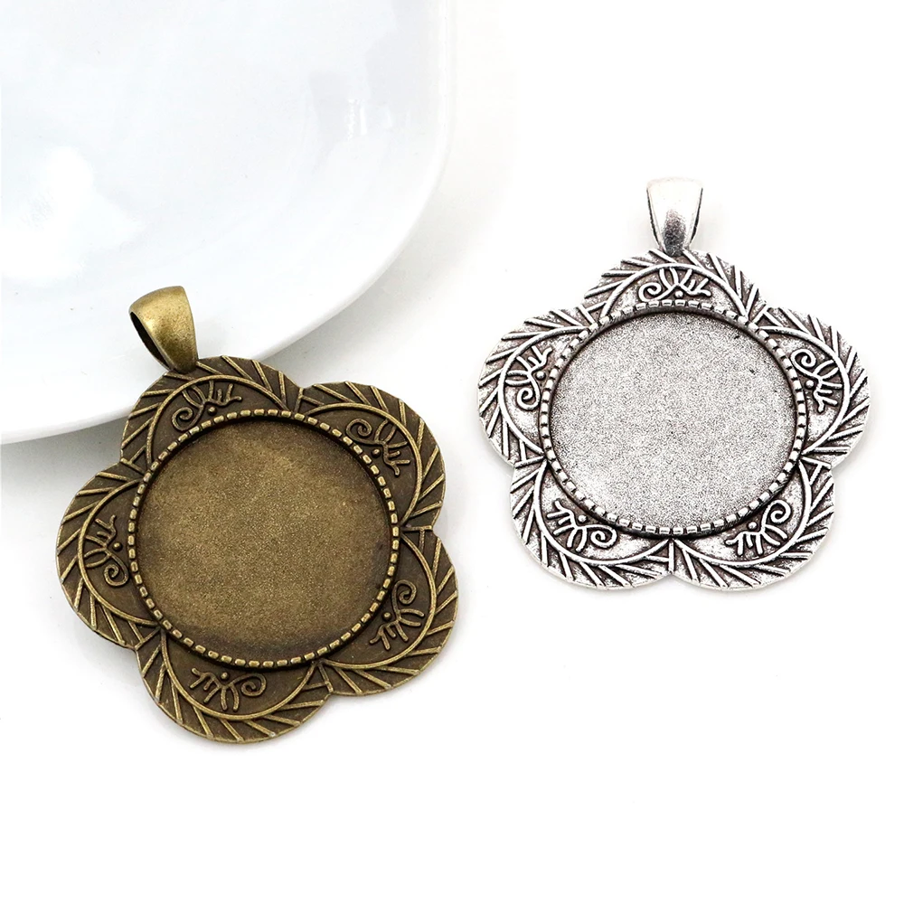 

5pcs 25mm Inner Size Antique Silver Plated and Bronze Cabochon Base Setting Charms Pendant