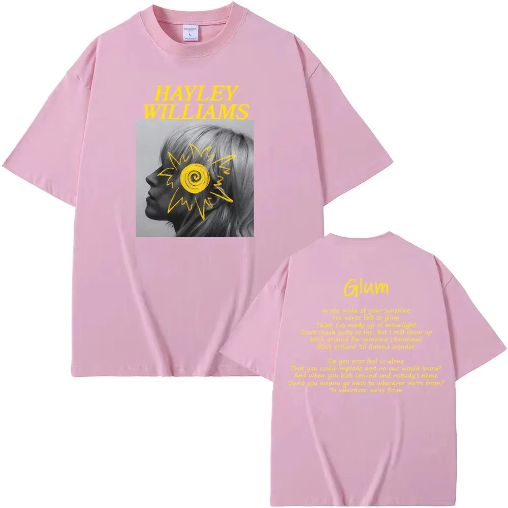 هايلي ويليام جلوم 2025newT-قميص للجنسين الصيف تي شيرت على طراز هاراجوكو كم المرأة عادية 100% القطن التي شيرت الجولة الرقبة الموسيقى تيز
