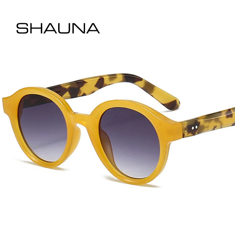 SHAUNA Retro Round Women Gradient Sunglasses Shades UV400 Fashion Candy Color Men Trending Rivets Punk Sun Glasses