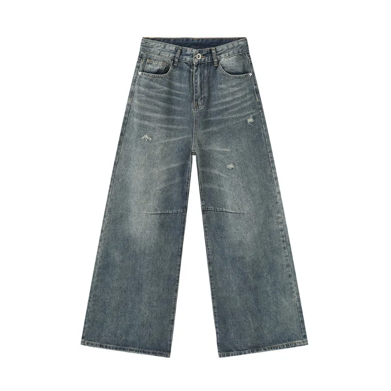 IEFB americký styl pánské džínové kalhoty mytí módy volné pánské kalhoty příležitostné široké nohy Jeans Nové léto 2024 9C6303