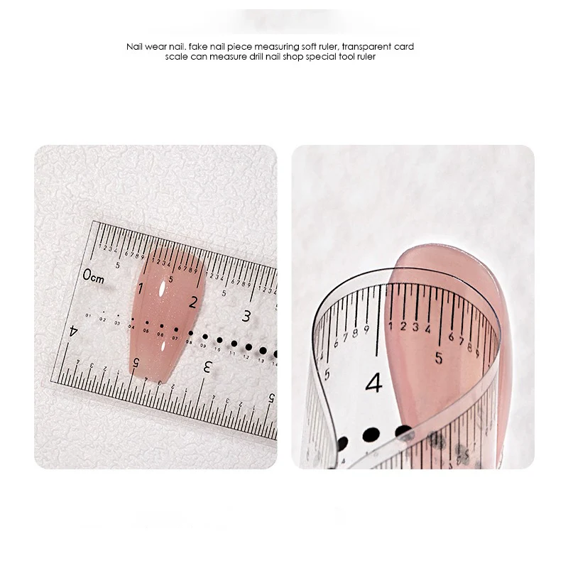 Misscheering Manicure PVC Clear Soft Ruler Transparent Card Scale Can Measure Drill Nail Shop Special Tool Ruler