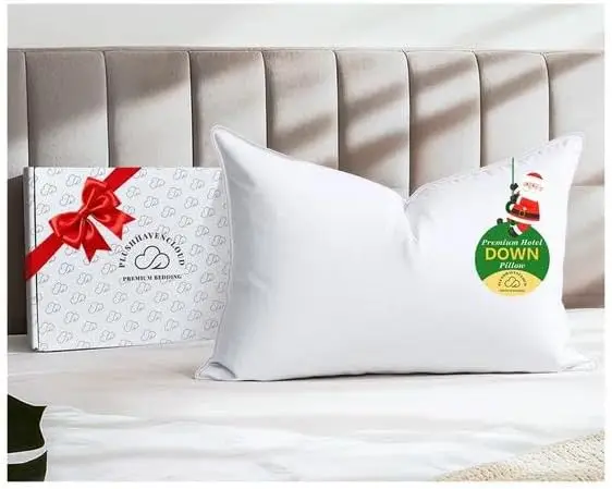

White Goose Down Pillow Luxury Hotel Bed Pillow Natural Fill Power Goose Feather Down Pillow Sleeping Cotton Shell Standard Size