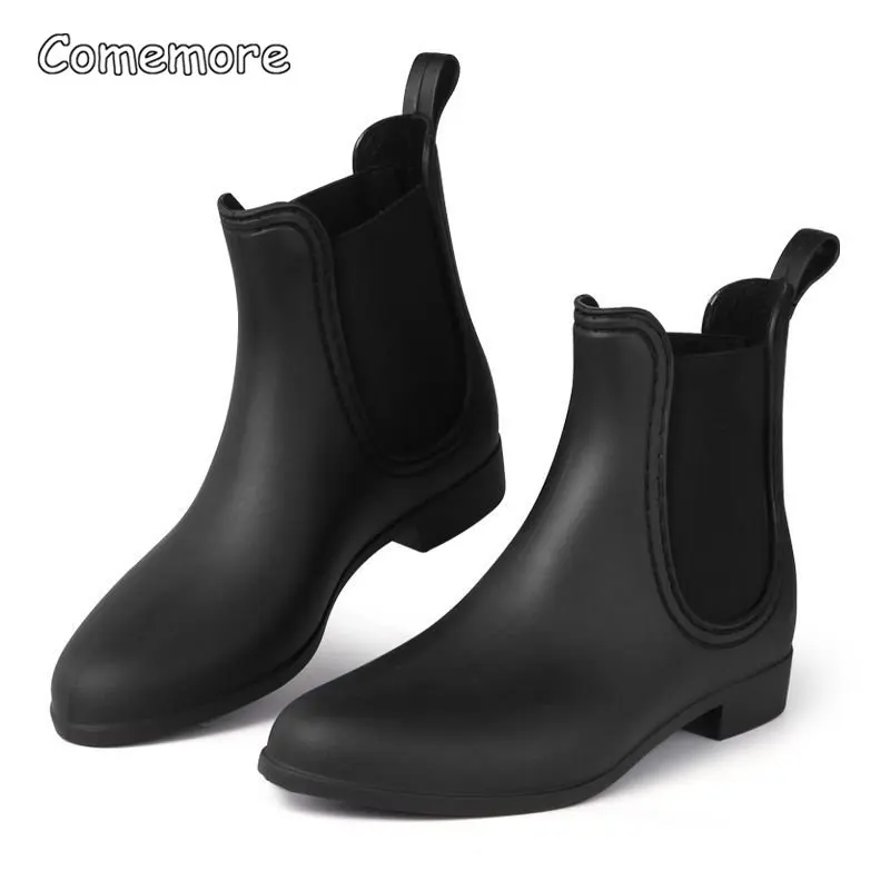 Comemore Rubber Rain Boots Women Waterproof Galoshes Shoe 2023 Ladies Fashion Apring Shoes Anti-Skid Ankle Boot Botas Femininas