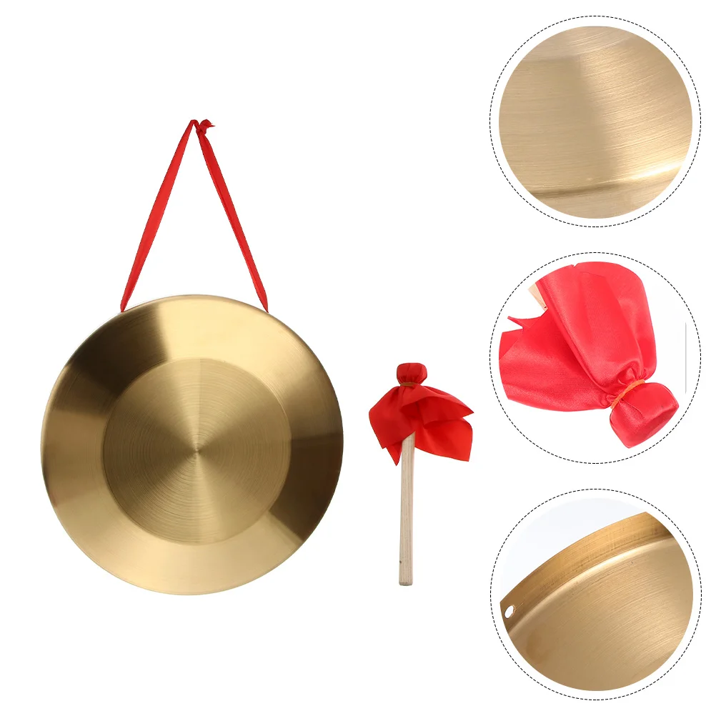 

Instruments Gong Hand with Hammer School Supplies for Kids Chinese Style Musical Golden Small Child