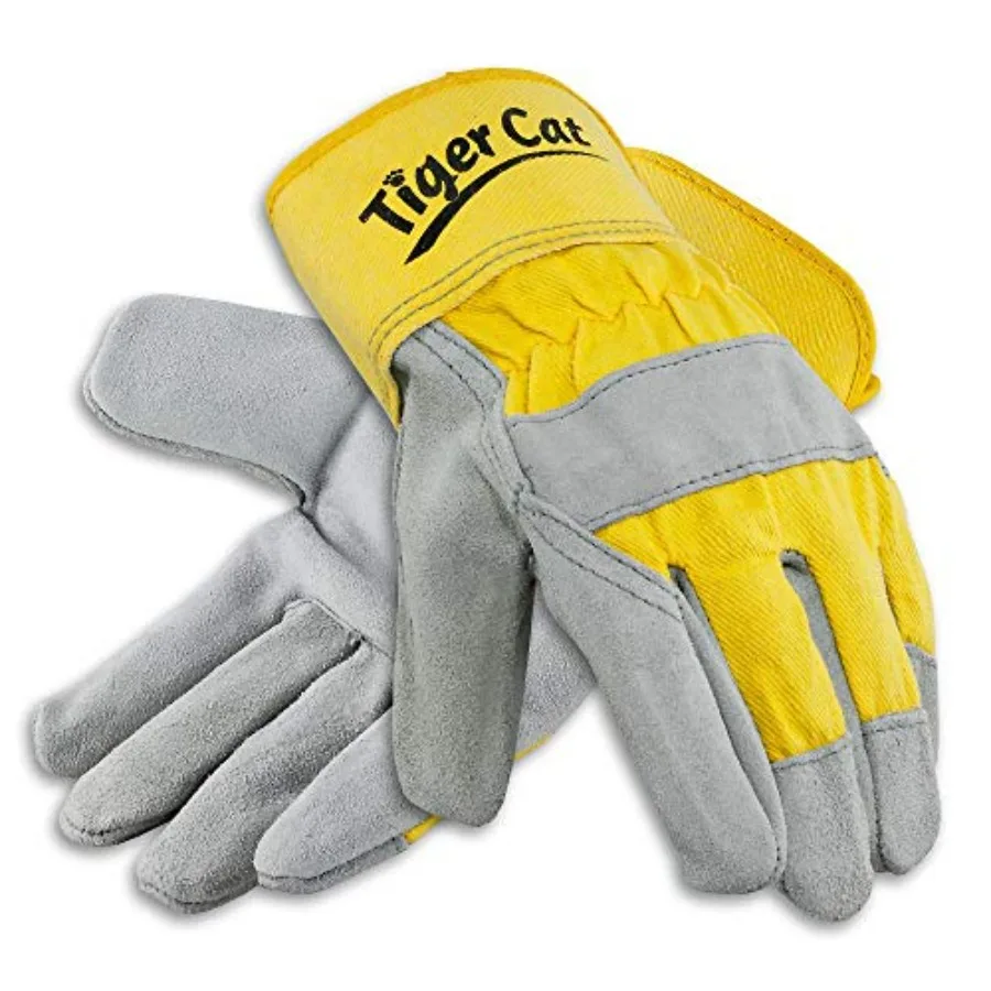 

Tiger Cat Premium Leather Palm Gloves Safety Cuff Yellow 12 Pack 2112 2112-L