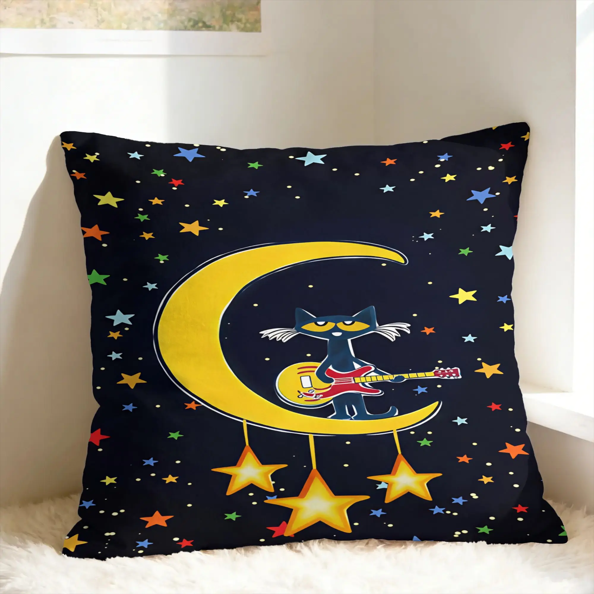 P-Pete The Cat Pillow Case  Design Pillow Cover For Couch Sofa Bedroom Retro Trendy Pillowcases