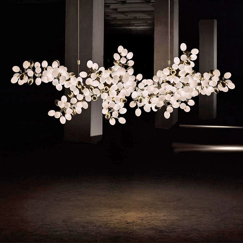 

LED Chandelier Lighting Restaurant Light Luxury Postmodern Creative Long Chandelier Luxury Living Room Bedroom Bar Designer Lamp