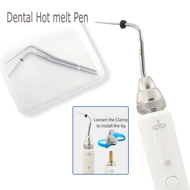 

Dental root canal obturation pen hot melt with 2 tips oral tooth resin glue cutting filling hot tooth filler dentistry