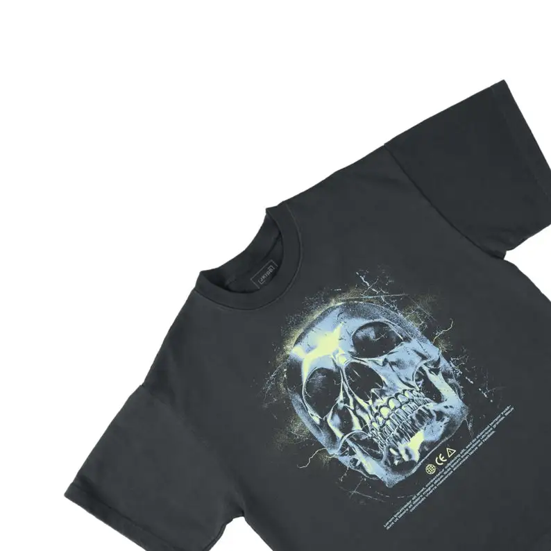 Blue Skull Boxy Vintage Tee - 7.6oz Heavyweight T-Shirt/260gsm