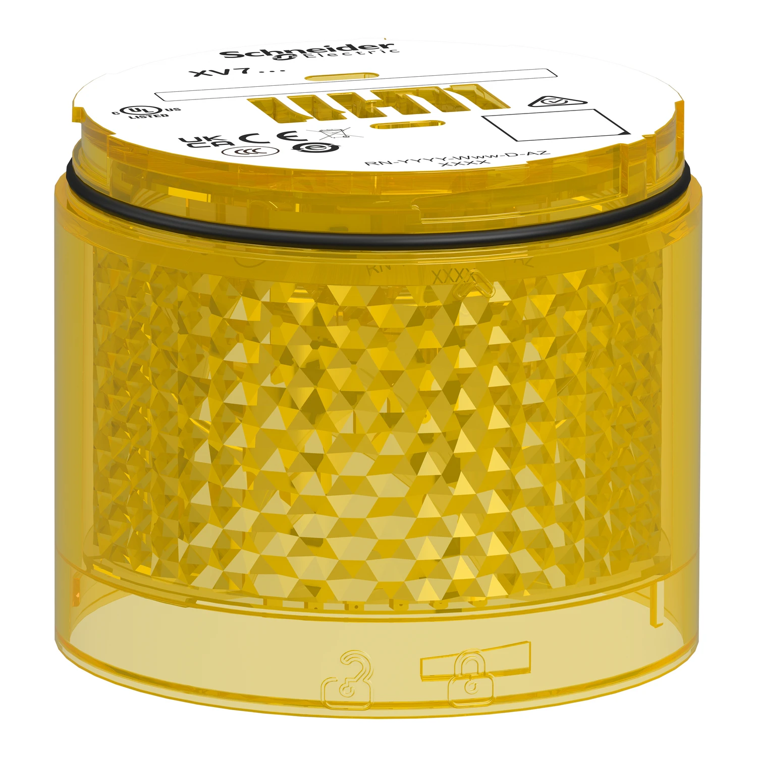 

XVBC2B8 new model XVB7C28 Indicator bank, Harmony XVB, illuminated unit, plastic, yellow, 70mm, steady, integral LED, 24V AC/DC