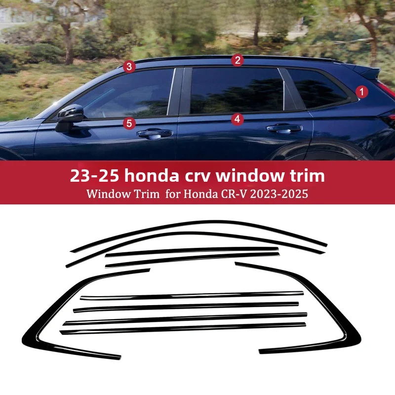 

Suitable For 2011-2026 Honda Crv/cr-v Window Trim Modification Blackened Chrome Strips Blackened Door Frame Strips