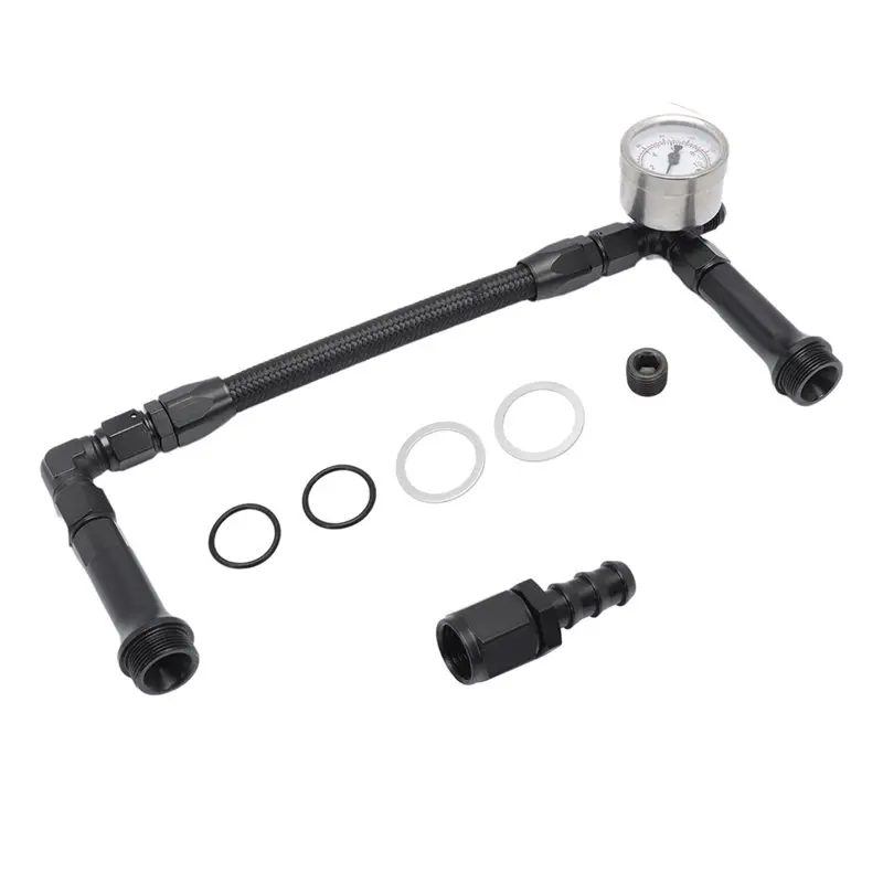 AC52-AN6 Dual Feed Carb Fuel Line Double Pump For Holley 4150 Carburetor With Vacuum Pressure Gauge
