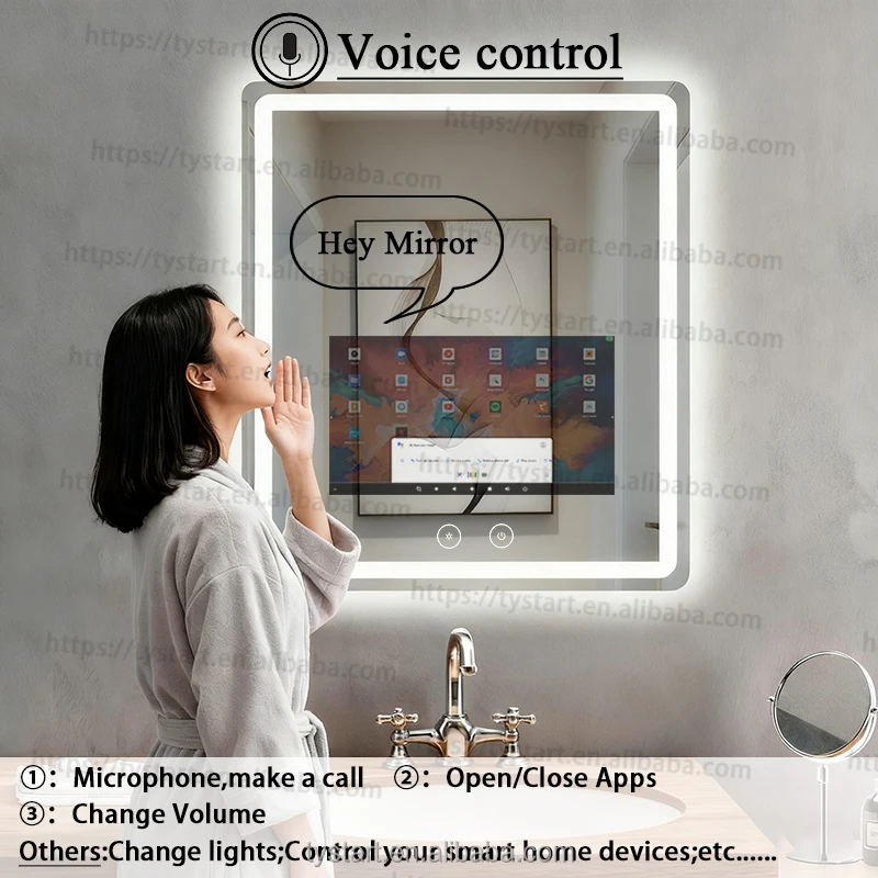 Casa tela de toque espelho banheiro tv inteligente espelho à prova dwaterproof água tv espelho beleza inteligente