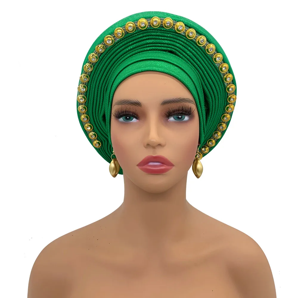 NEW African Auto Gele Women's Turban Cap Nigeria Headtie Wedding Party Head Ties Female Head Wraps Already Made Autogele