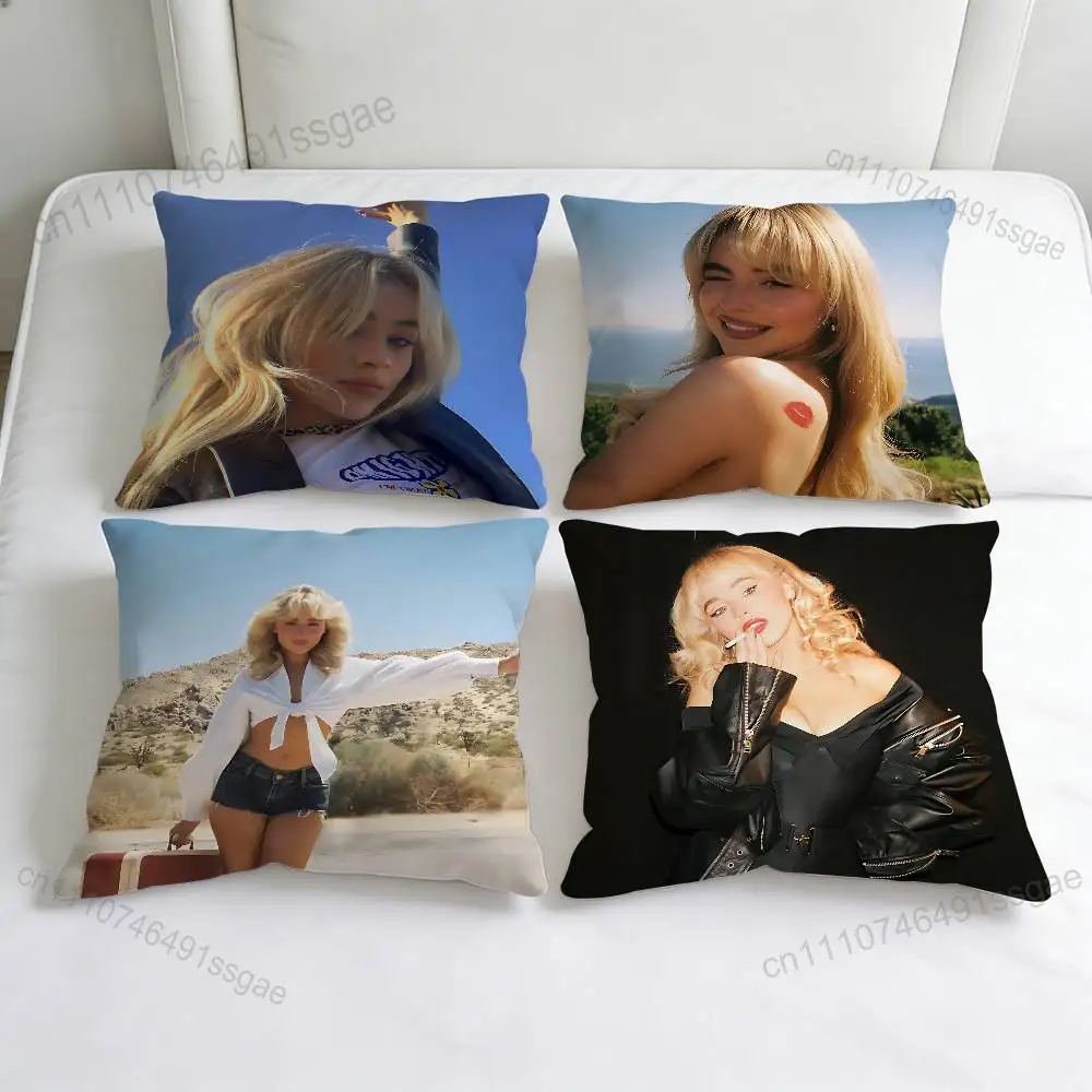 

Cute S-Sabrina C-Carpenter Square Pillow Case Soft Decorative Throw Pillow Cover for Home Sofa Bed