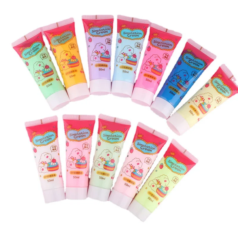 12color 50ml Simulated Cream Glue Set Hair Clip Phone Case DIY Handmade  Material Pack Accessories