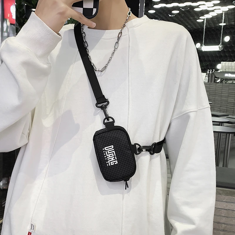 Men\'s Small Shoulder Bag Fashion Brand Wild Shoulder Bag Messenger Bag Ins Small Bag Earphone Bag Hip-hop Bag Coin Purse