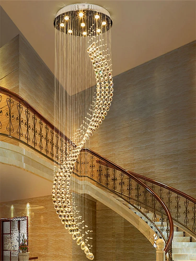 Imagem -04 - Modern Single Spiral Led Chandelier Grandes Lâmpadas Pingente de Cristal Escada Espiral Lobby Hotel Sala de Estar Sótão Decoração para Casa