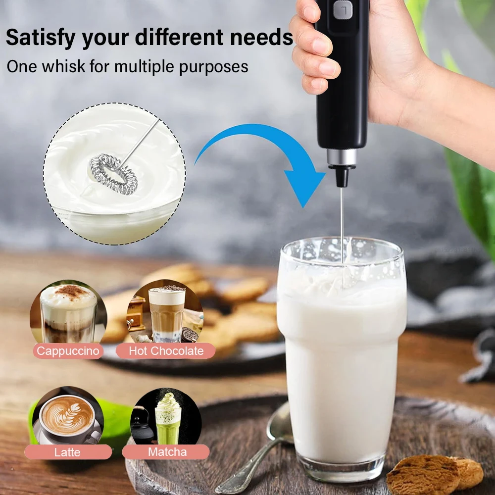 Electric Milk Frother Milk Foam Machine Rechargeable Milk Beater Whisk Mixer Handheld Milk Foamer for Cappuccino Coffee Cream