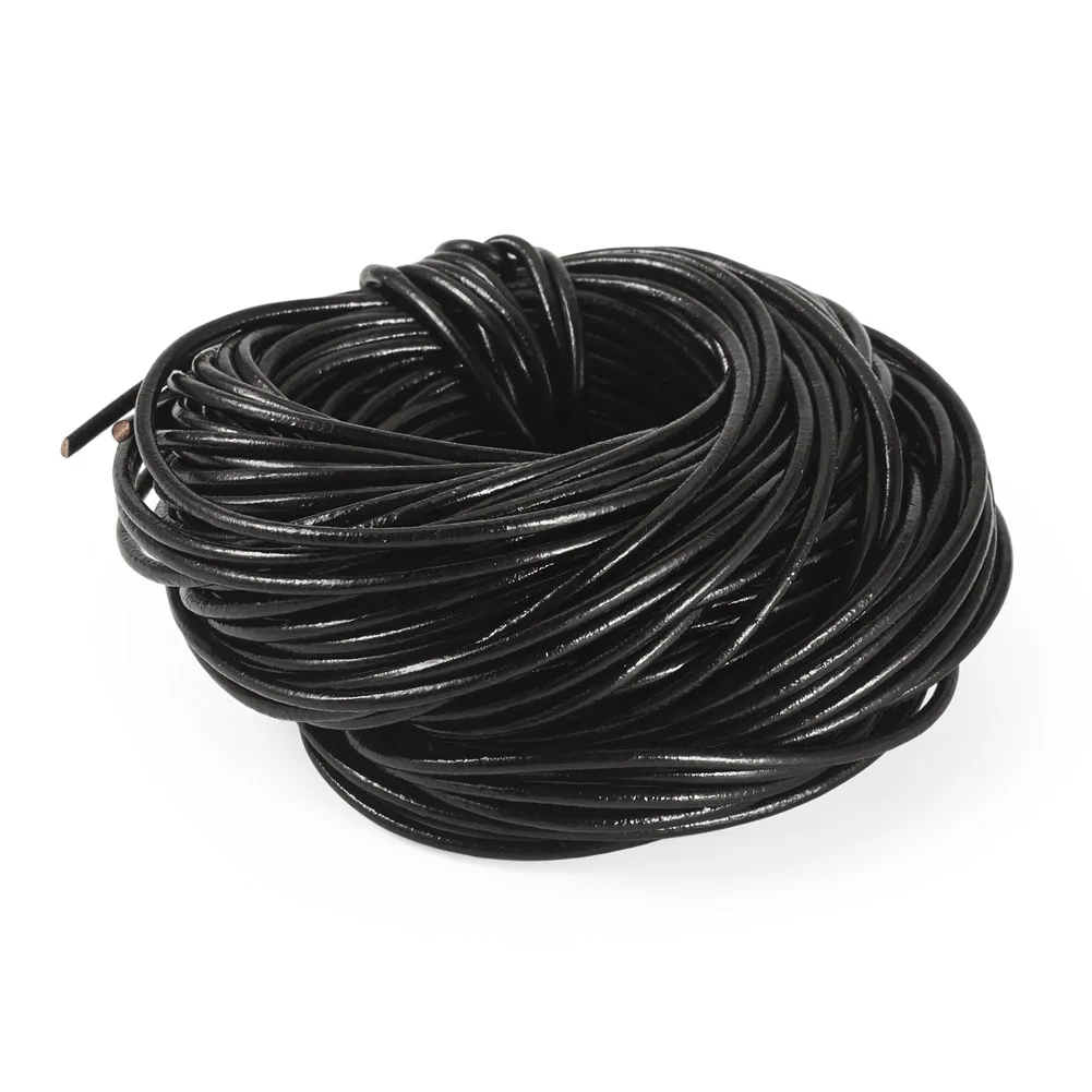1 Bundle Black Cowhide Leather Cord 2mm/3mm/4mm Round Leather Rope For DIY Bracelet Necklace Jewelry Making Accessories