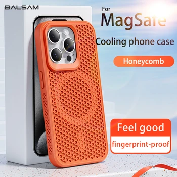 Solid Color Heat Dissipation Breathable For Magsafe Case For iPhone 16 15 14Plus 13 12 11 Pro Max Magnetic Wireless Charge Cover