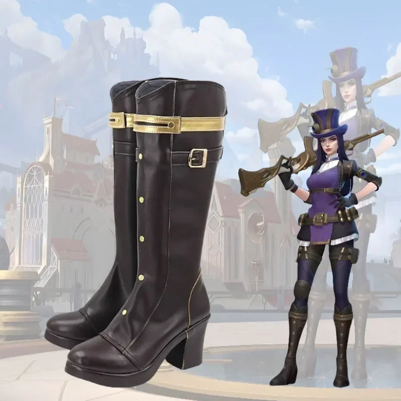 

New Game LOL Arcane Caitlyn Kiramman Cosplay Shoes Boots Halloween Party Role Play Custom Made