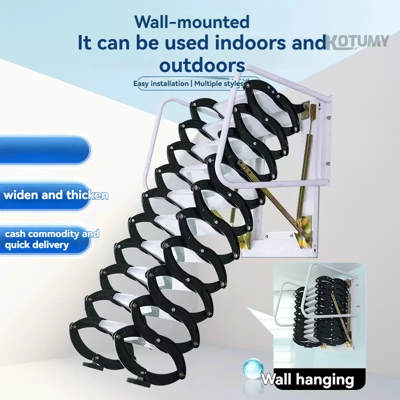 

Indoor, outdoor, household ladder, elevator, attic, retractable wooden staircase, folding and stretching wall mounted