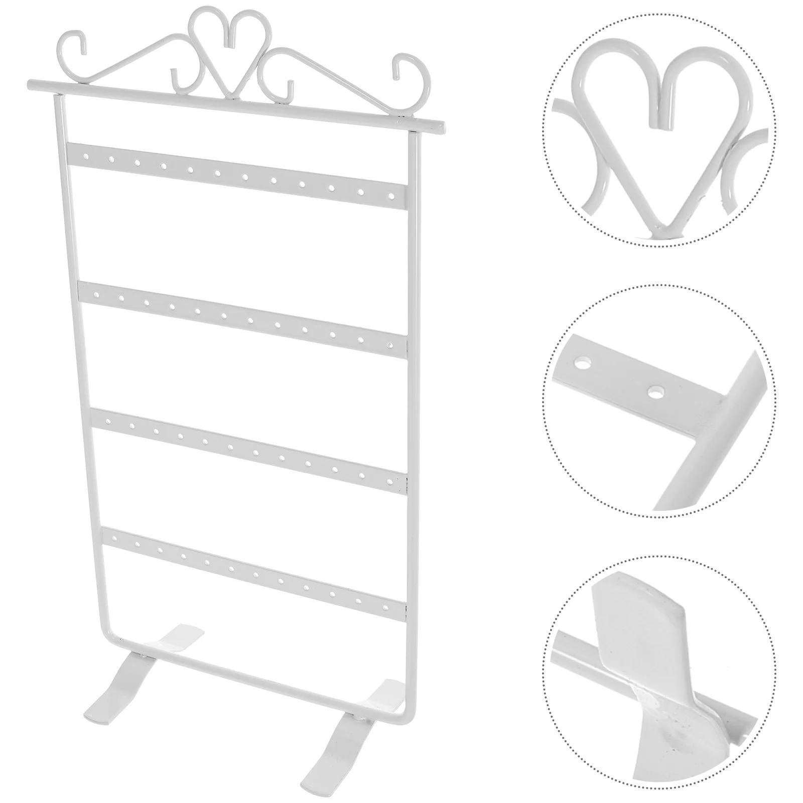 

White Metal Earrings Rack Jewelry Display Hanging Organizer Storage Shelf for Earrings and Accessories Dresser