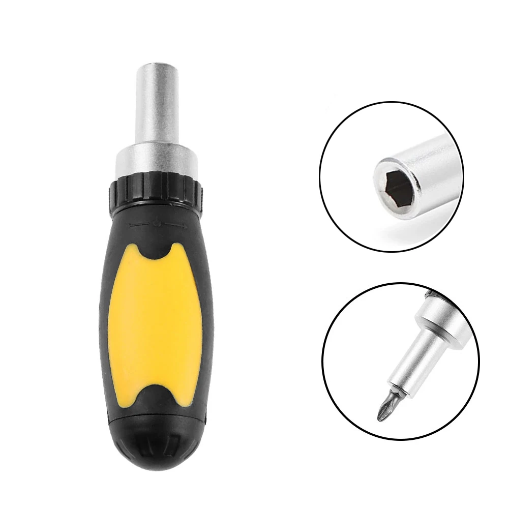 1 Pc Ratchet Wrench Screwdriver Ratchet Handle Carbon Steel Screw Driver 6.35mm Hole For Hand Repairing Manual Tools Accessories