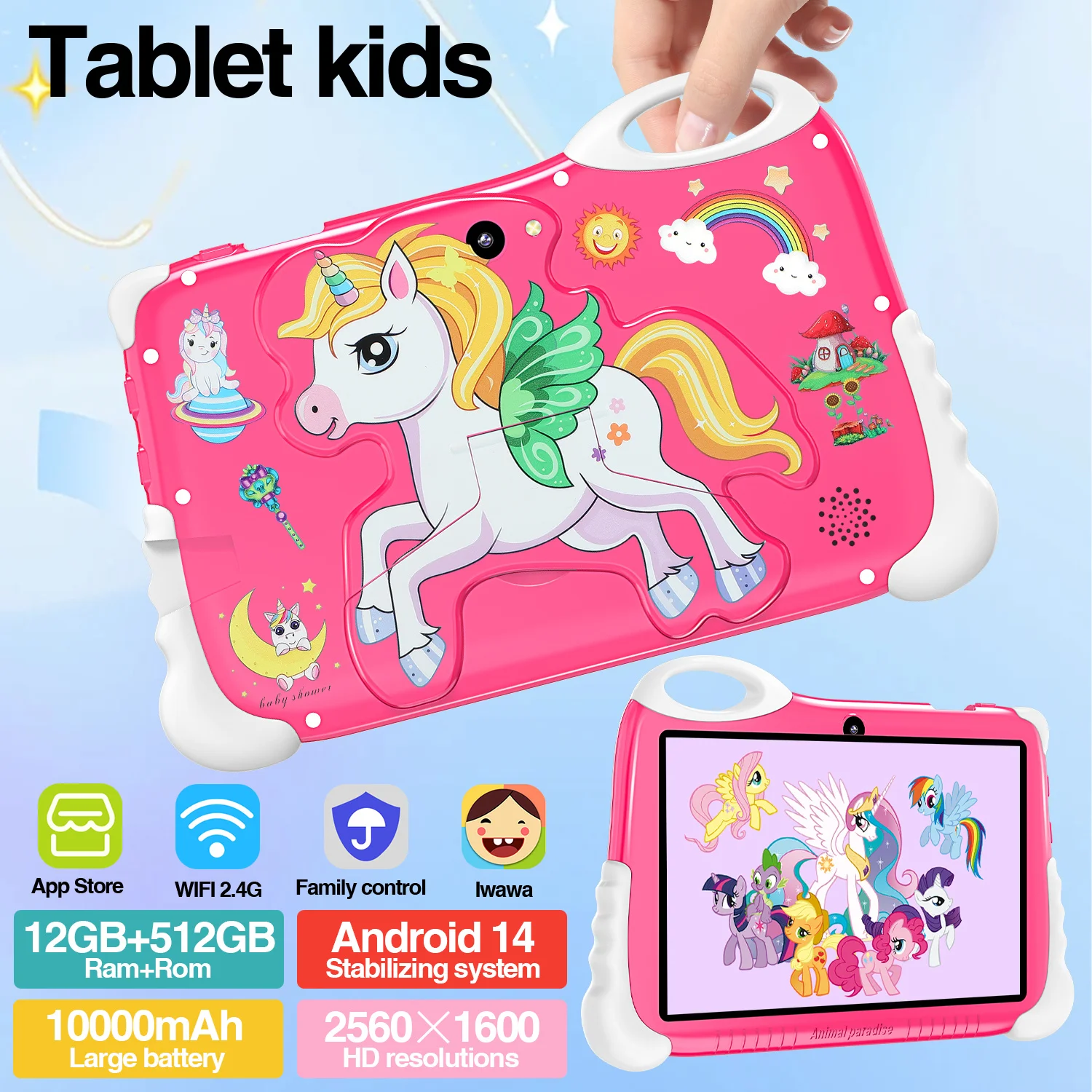 Kids Learning Tablet 10.1 inch HD Dual Camera Bluetooth Kids Software Installation Puzzle Enlightenment Tablet Gift Choice 2024