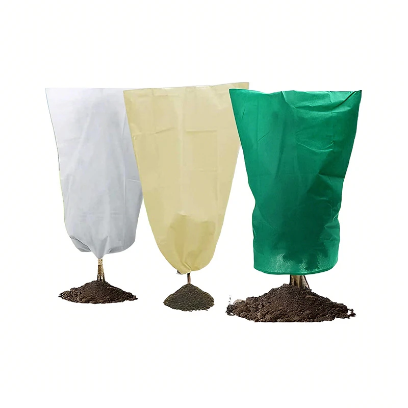 Картина 7: Защитная сумка для кустарников деревьев, зимние теплые чехлы для кустарников деревьев, нетканый тканевый морозный чехол с застежкой-молнией на шнурке для дворовых растений