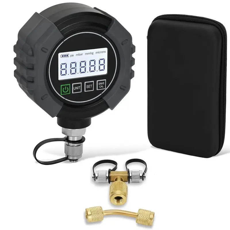 ABNL Alarm Equipped Pro Digital Vacuum Gauge, HVAC Pressure Tester 0-75, 000 Microns, 7/16-20 UNF, 1/4 Inch SAE