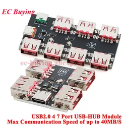 1-10Pc USBHUB USB2.0 7 4-port Controller Expansion Module USB 2.0 to 4 Channel Way Splitter USB-HUB Type-C Extender Board 40MB/S