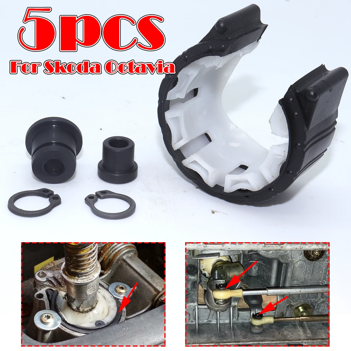 

5pcs/kit Upgrade Gear Cable Bushing MT Gearbox Bearing Shell For Skoda Octavia 1Z 1U 1999-2010Rebuild Kit Shifter Lever Rod End