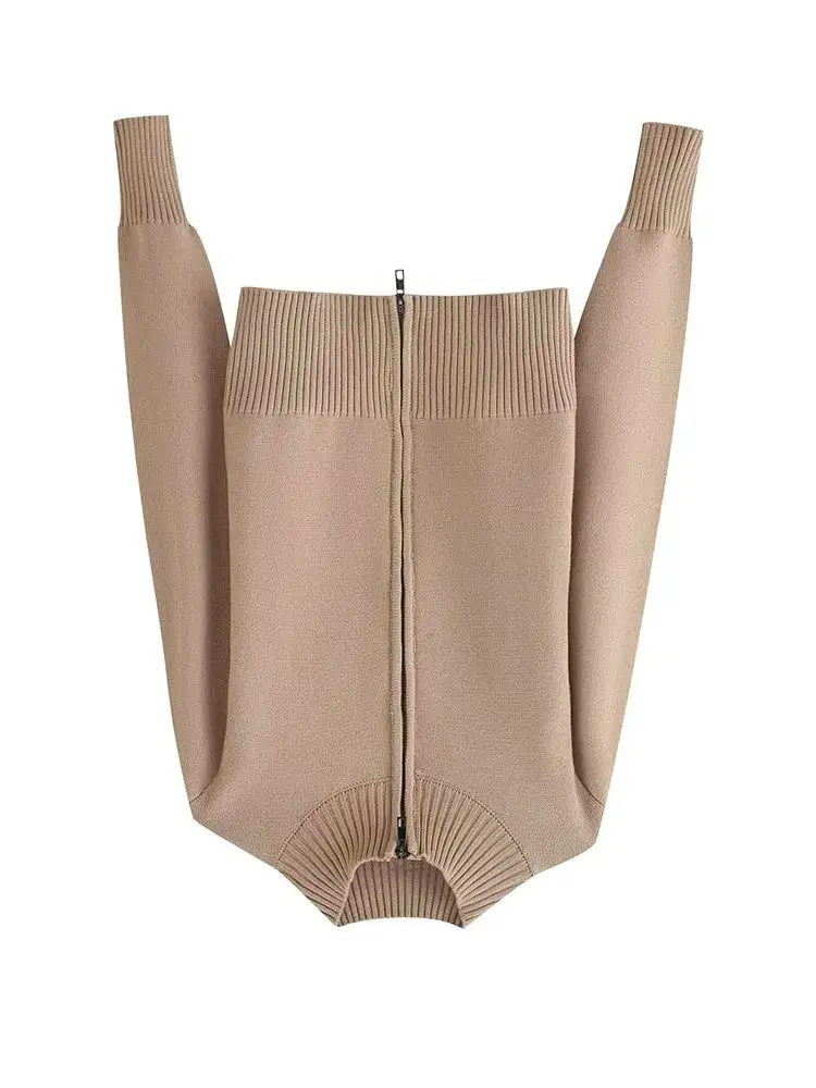 

HH Women's Winter Fashion Casual Cardigans Half Turtleneck Zipper Knitted Tops Woman Solid Sweater Long Sleeves Coats 2 Color