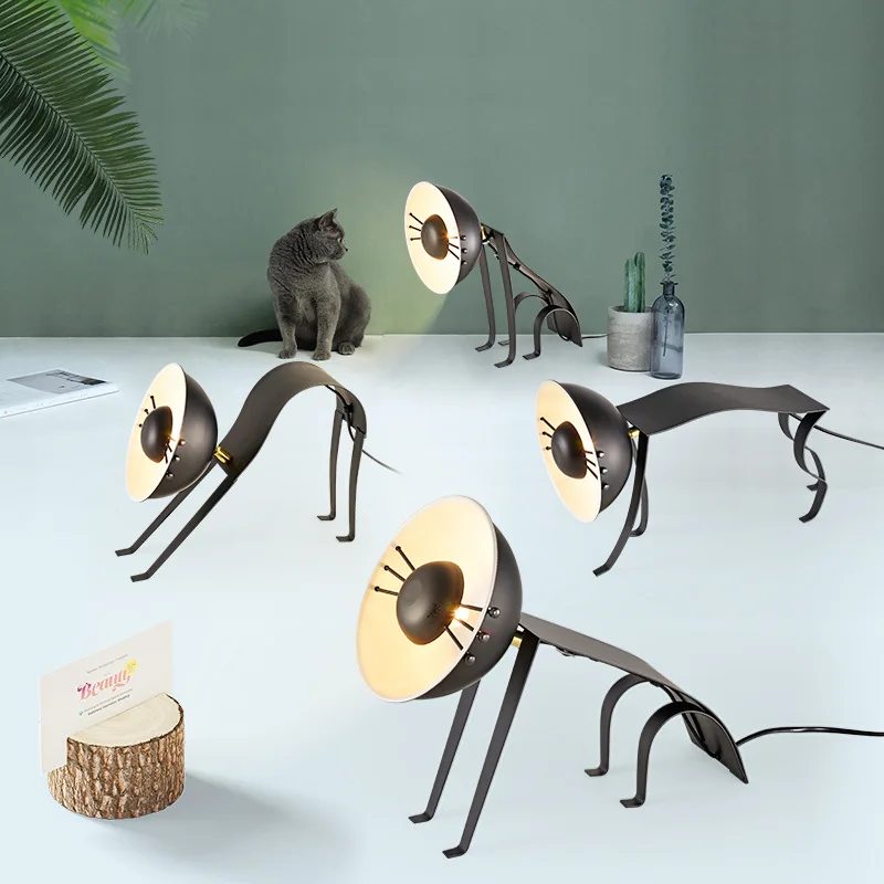 Nordic Iron Cat Table Lamp Cute Table Lamp for Living Room Home Deco Bedroom G9 LED  Animal desk lamp