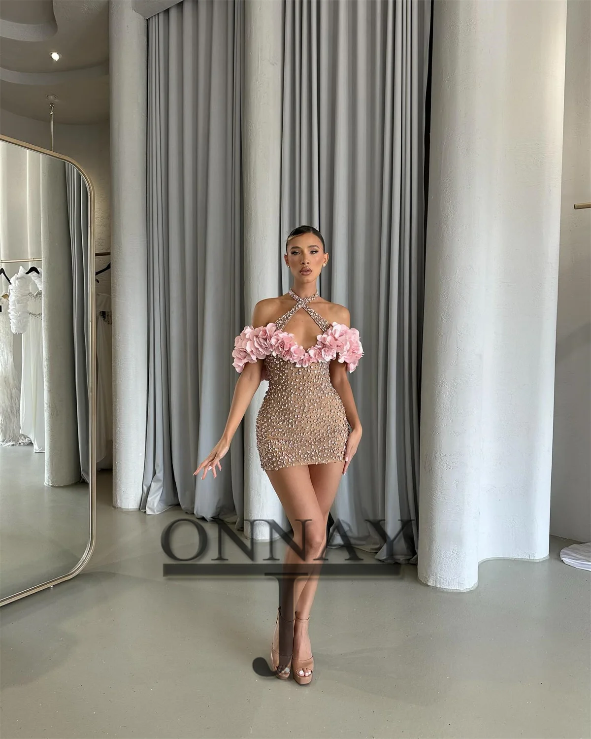 Customized Pastrol Mini Sparkly Homecoming Dresses for Women Pageant Saudi Arabric Mini Evening Gown Drop Shipping 241214 image 4
