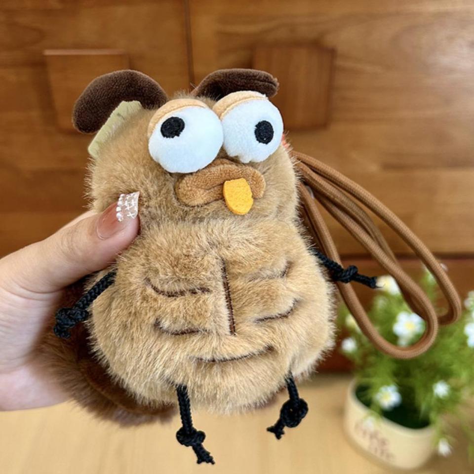  Funny Big‑Eyed Insect Plush Keychain Quirky Bee Mosquito Beetle Schoolbag Hanger Soft Fluffy Bag Pendant Backpack Charm 