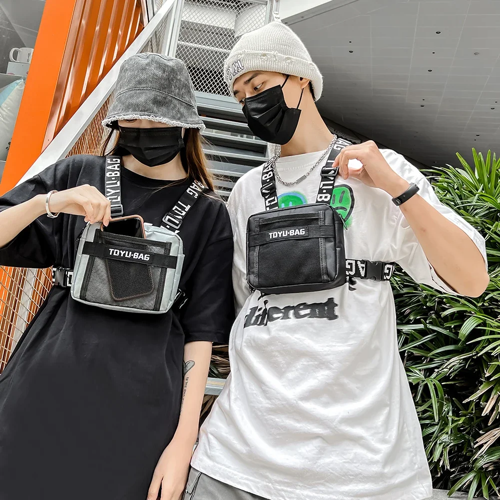 Fashion Streetwear Hip-Hop Chest Bag Tactical Two Straps Chest Rig Bags Adjustable Women Men Vest Fanny Pack For Outdoor Sports